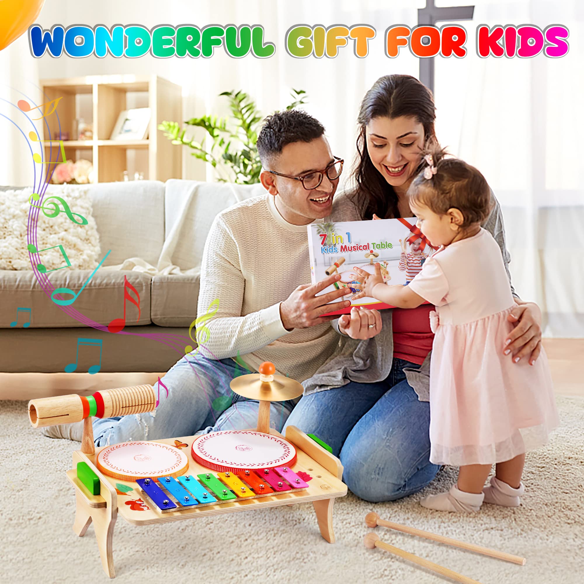 Son and daughter 2点set oathx Kids Drum Set Musical Instruments with Xylophone for