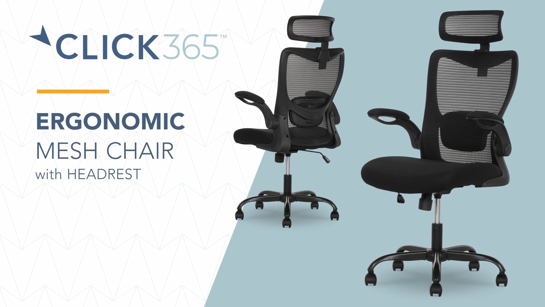 thumbnail video image 2 of Click365 Adult Mesh High Back Indoor Residential Ergonomic and Adjustable Headrest Office Chairs, Hardware Kit, Black, 2 of 16