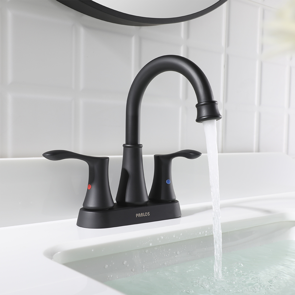 thumbnail video image 2 of PARLOS Swivel Spout 2-Handle Bathroom Sink Faucet, Matte Black, 2 of 11