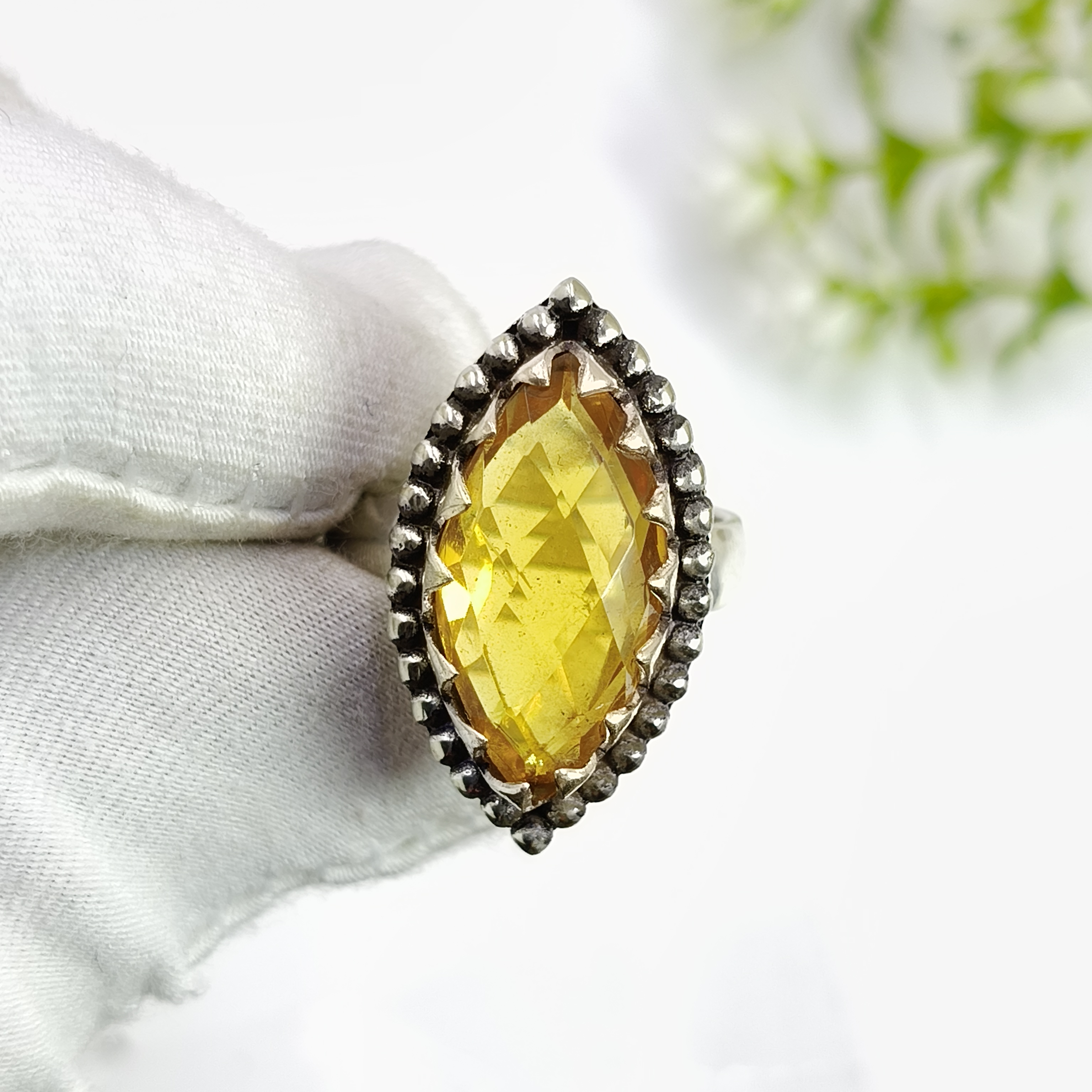 thumbnail video image 2 of Citrine Gemstone Ring for Women 925 Sterling Silver Handmade Jewelry Women’s Fashion Ring November Birthstone Ring Size US 12, 2 of 7