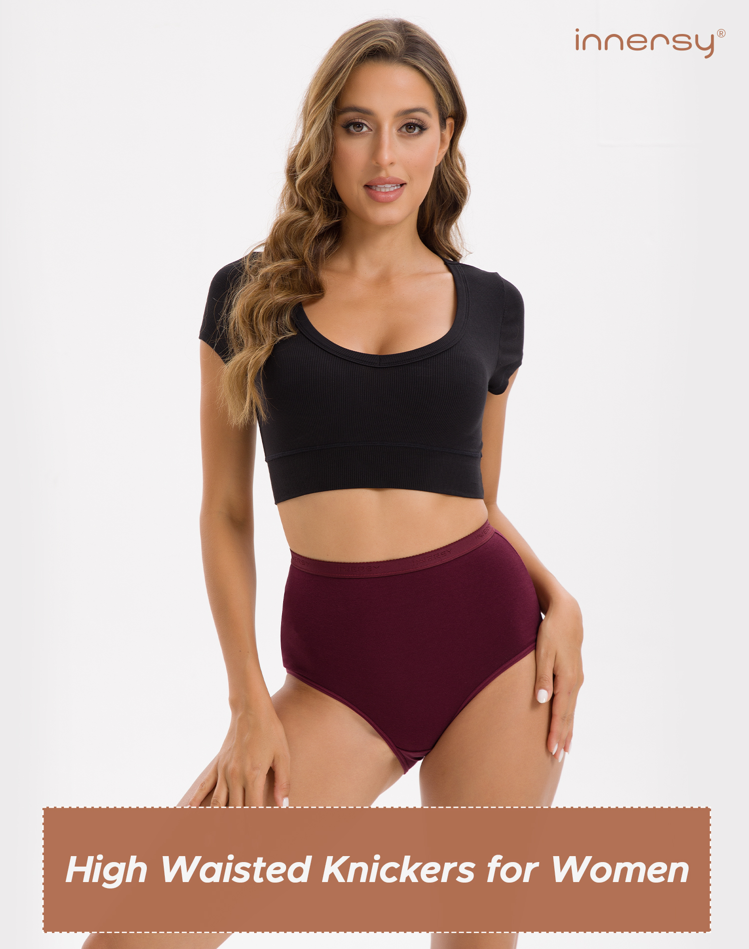 thumbnail video image 2 of INNERSY Women's Cotton Underwear Super High Waisted Breathable Briefs 4-Pack(L,Natural Style), 2 of 8