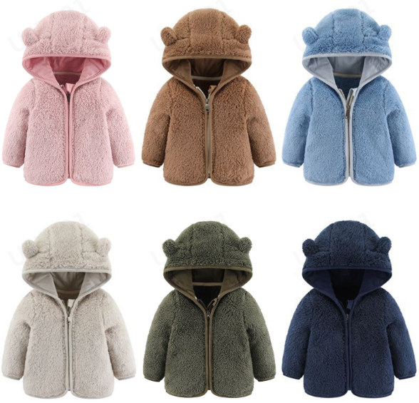 thumbnail video image 2 of HNMKIU Baby Girls Boys Bear Ears Hooded Outerwear Zipper Warm Winter Coat for Kids and Toddlers with Soft Material Z11b-Blue，18-24 Months, 2 of 4
