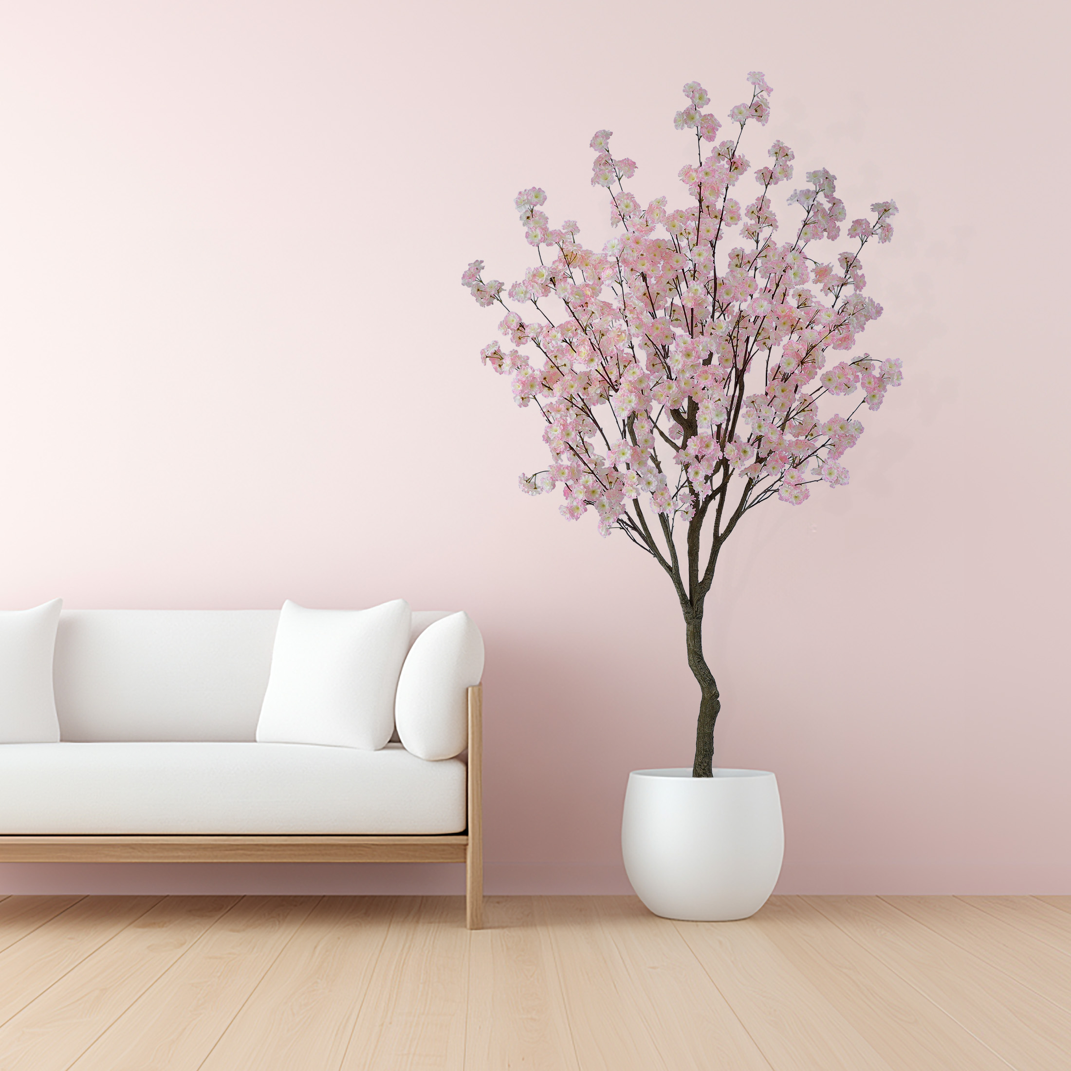 thumbnail video image 2 of Nafresh 7ft Artificial Cherry Blossom Tree with Vividly Colored Flowers, 84in Faux Cherry Blossom Tree with Realistic Trunks for Indoor Outdoor Home Office Store Decor, 2 of 8