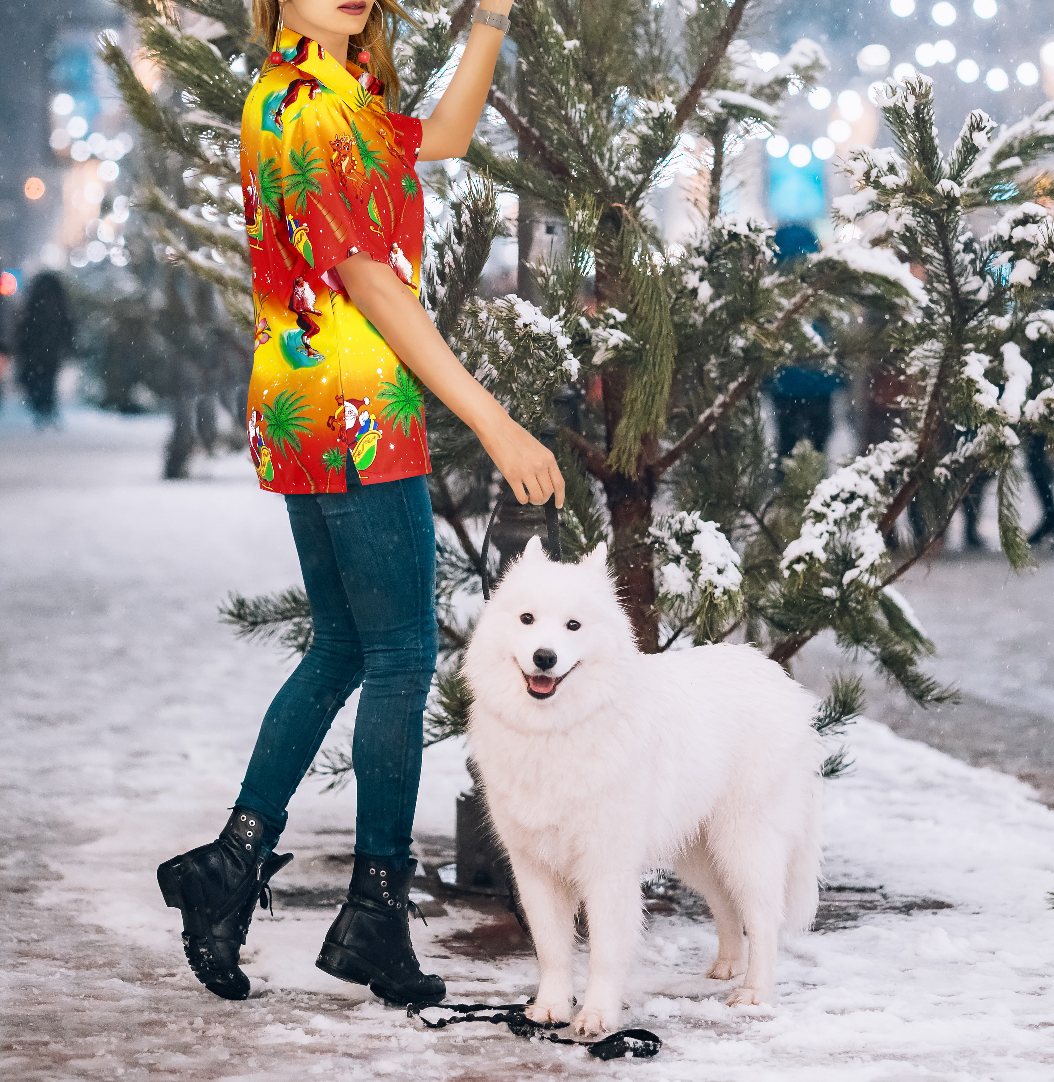 thumbnail video image 2 of HAPPY BAY Women's Beach Funny Santa Claus Blouse Shirt Top Flamingo Shirts Short Sleeve Hawaiian Christmas Tree Dresses for Women XXL Santa Surf, Orange, 2 of 7