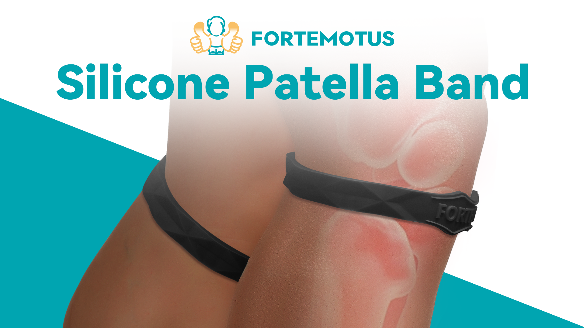 thumbnail video image 2 of FORTEMOTUS Patellar Tendon Support Strap - Silicone Patella Knee Brace for Teenager, Youth - Osgood Schlatter Knee Band for Tendonitis Jumpers Running Sports Basketball Volleyball, 2 Pcs, Black, S&M, 2 of 9