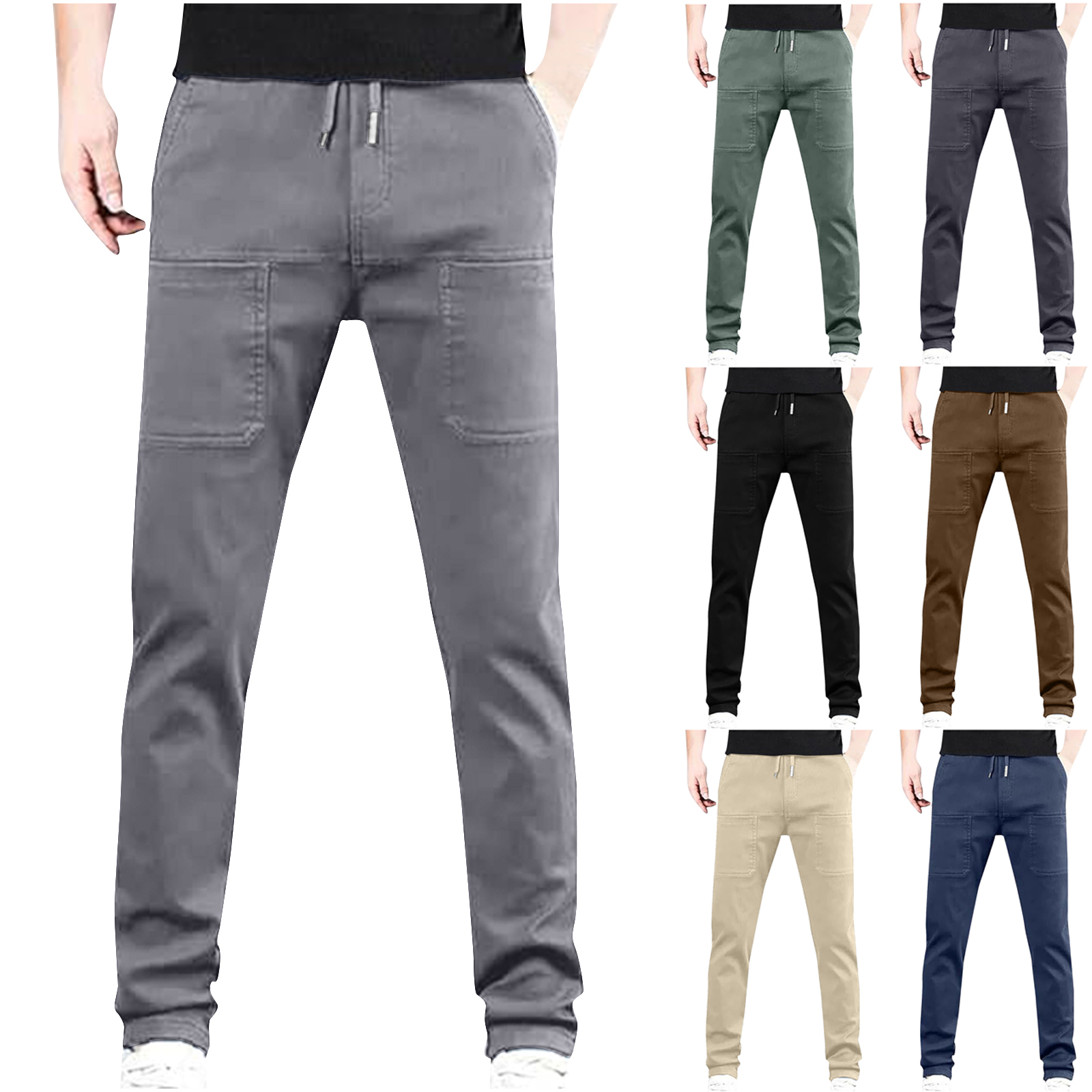 thumbnail video image 2 of Dovford Mens Elastic Waist Solid Color Jeans Pants for Seniors Adaptive Mens Pants for Elderly with Zipper, 2 of 7