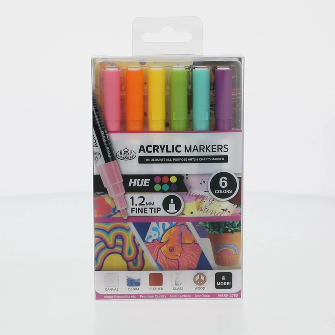 Royal & Langnickel 6 Piece Acrylic .2 mm Hue Markers - Walmart.com