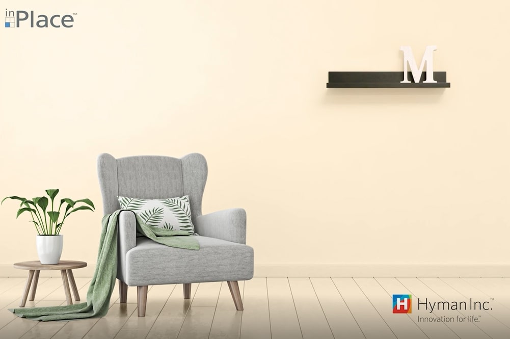 thumbnail video image 2 of InPlace Rectangle Wood Modern Floating Picture Ledge Wall Shelf, 48W x 4.5D x 3.5H, Driftwood, 2 of 3