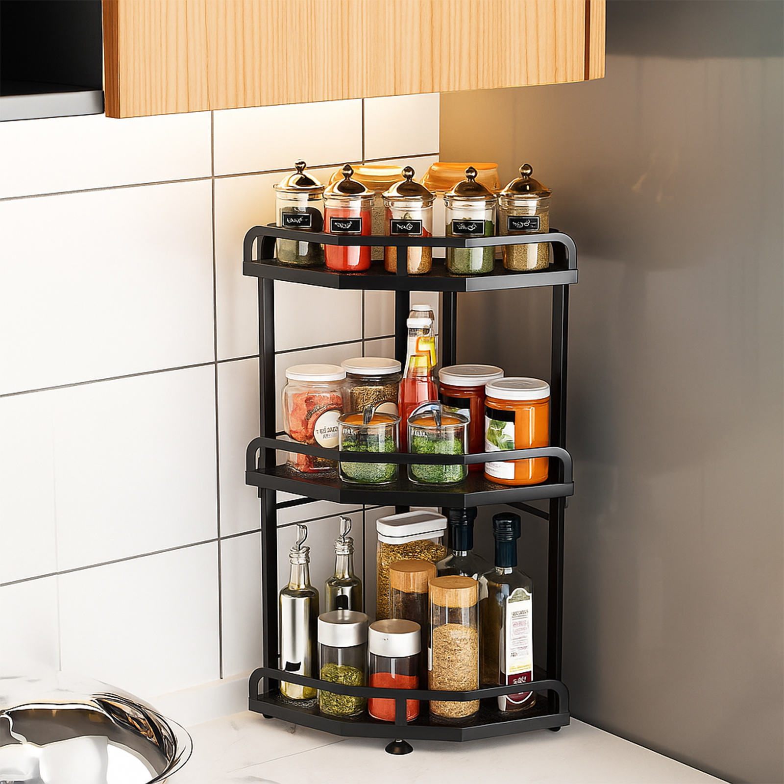 thumbnail video image 2 of Luckytree  2-Tier Steel Spice Rack Organizer, Multifunctional Storage Rack, Kitchen Cabinet, Pantry and Countertop Spice Storage Shelf for Seasonings, 2 of 13