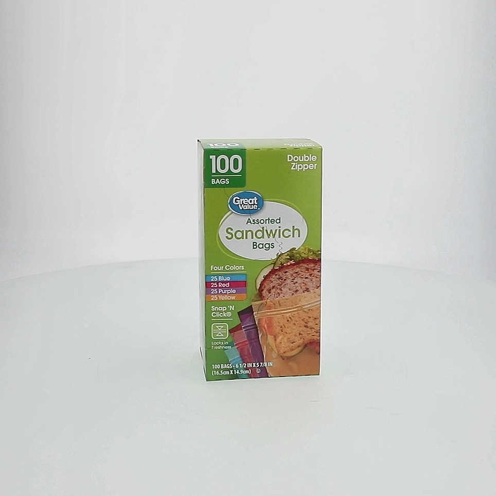 Great Value Double Zipper Sandwich Bags Assorted Colors 100 Count