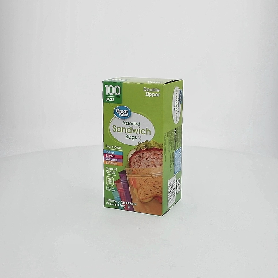 Great Value Double Zipper Sandwich Bags Assorted Colors 100 Count