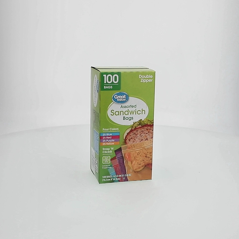 Great Value Double Zipper Sandwich Bags Assorted Colors 100 Count