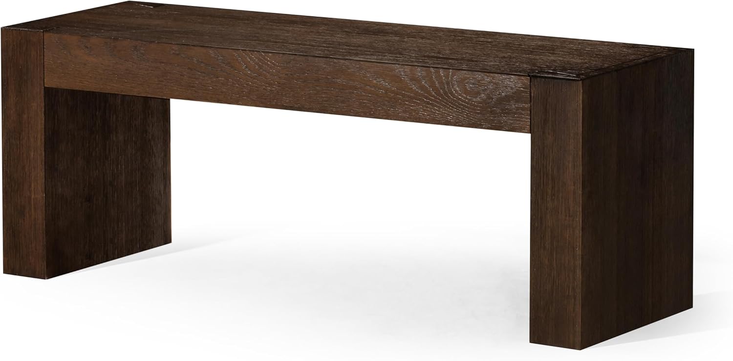 thumbnail video image 2 of Maven Lane Zeno Contemporary Wooden Bench in Weathered Brown Finish, 2 of 9