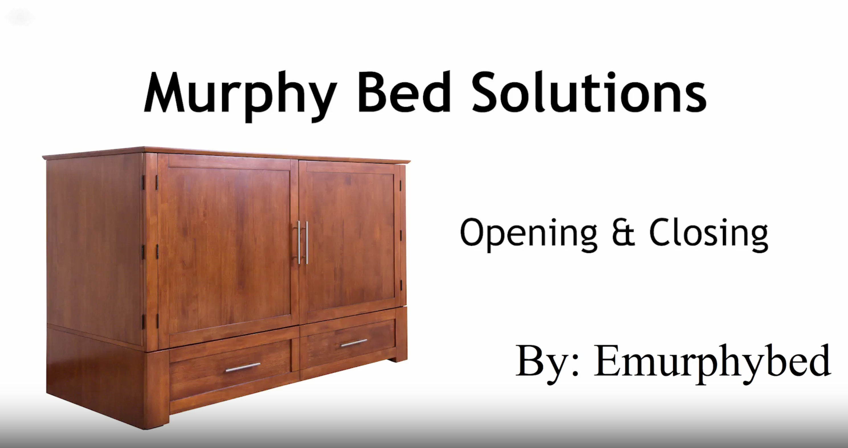 thumbnail video image 2 of Mega Solutions Daily Delight Murphy Cabinet Chest Bed with Charging Station & 8" Memory Foam Mattress, Queen (Cherry), 2 of 6