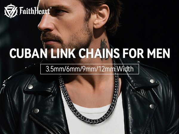 thumbnail video image 2 of FaithHeart Black Cuban Link Chain Necklace for Men Stainless Steel 3.5mm Miami Cuban Chain Mens Necklace Waterproof Jewelry Gift for Boyfriend Valentine's Day 20", 2 of 8