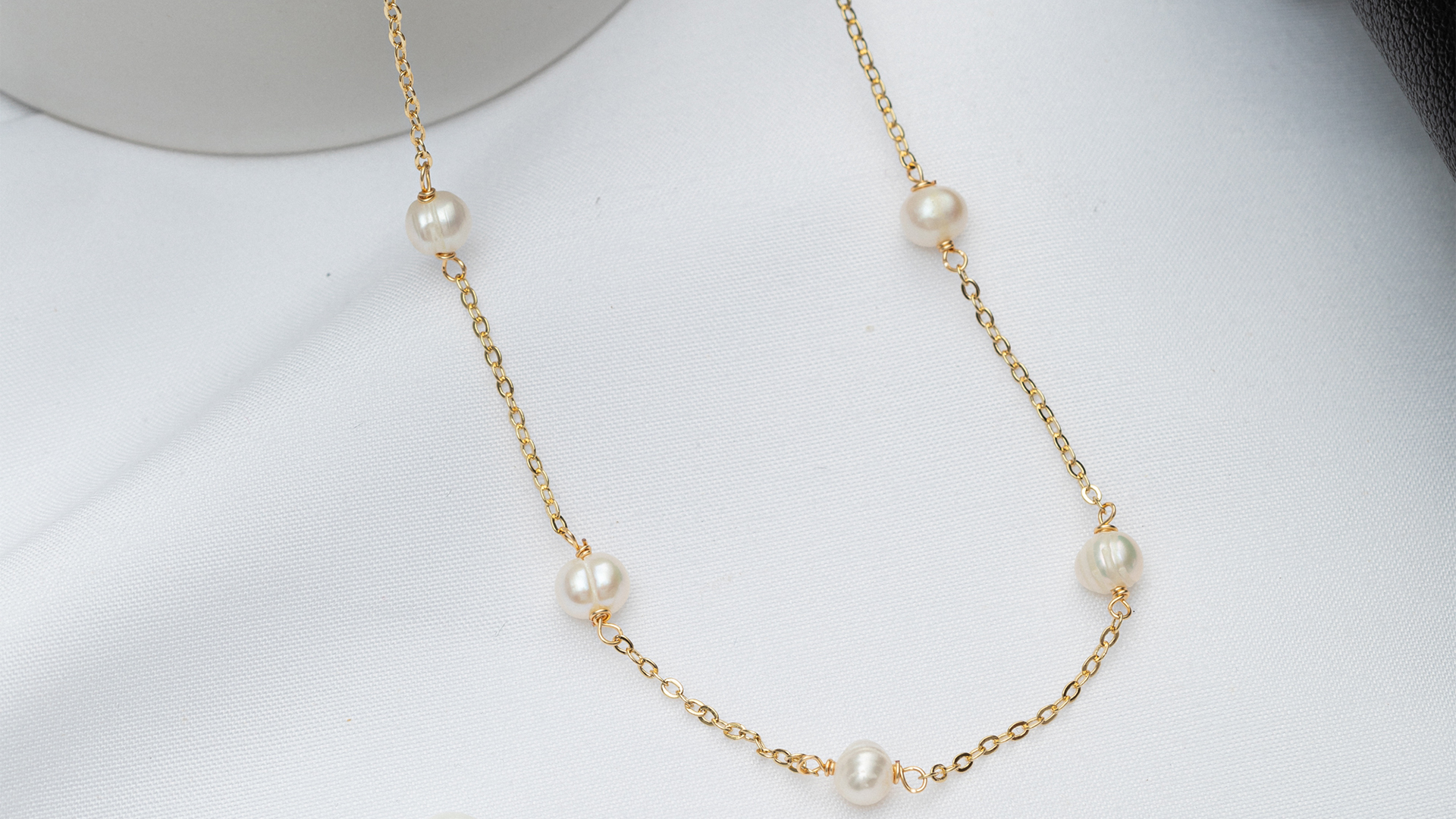 thumbnail video image 2 of MOUAUOM Dainty Pearl Choker Necklace for Women 14K Gold Plated Beaded Chain Necklace, Handmade Trendy Jewelry Gifts for Wedding Birthday, 2 of 6