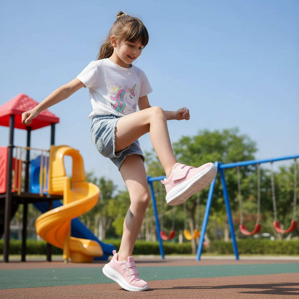 thumbnail video image 2 of YHOON Girls Shoes Mesh Breathable Casual Fashion Tennis Sneakers Slip on Walking Kids Shoes Pink Big Kid Size 2, 2 of 8