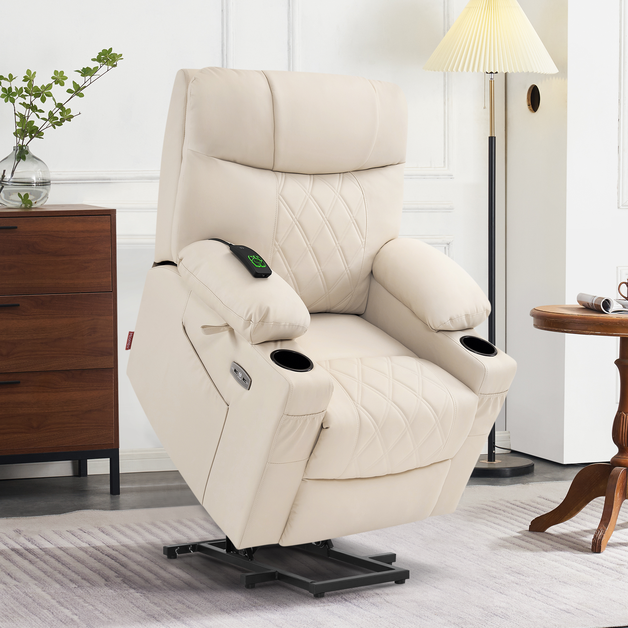 thumbnail video image 2 of MCombo Small Size Electric Power Lift Recliner Chair Sofa with Massage and Dual Heating, Adjustable Headrest for Elderly People Petite, USB Ports, Extended Footrest, Faux Leather 7111 (Dark Coffee), 2 of 9