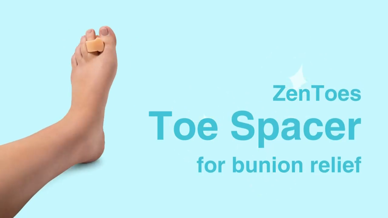 thumbnail video image 2 of Zentoes pack of 4 toe separators and spreaders for bunion, overlapping toes and drift pain – clear, 2 of 10