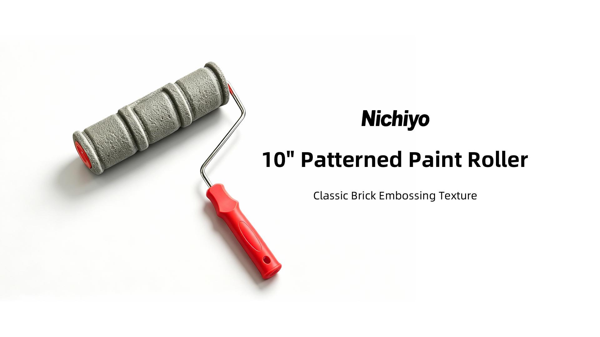 thumbnail video image 2 of Nichiyo 10 Inch Decorative Pattern Paint Roller, Classic Brick Textured Rubber Embossing Roller for DIY Wall Painting and Home Renovation, 2 of 7