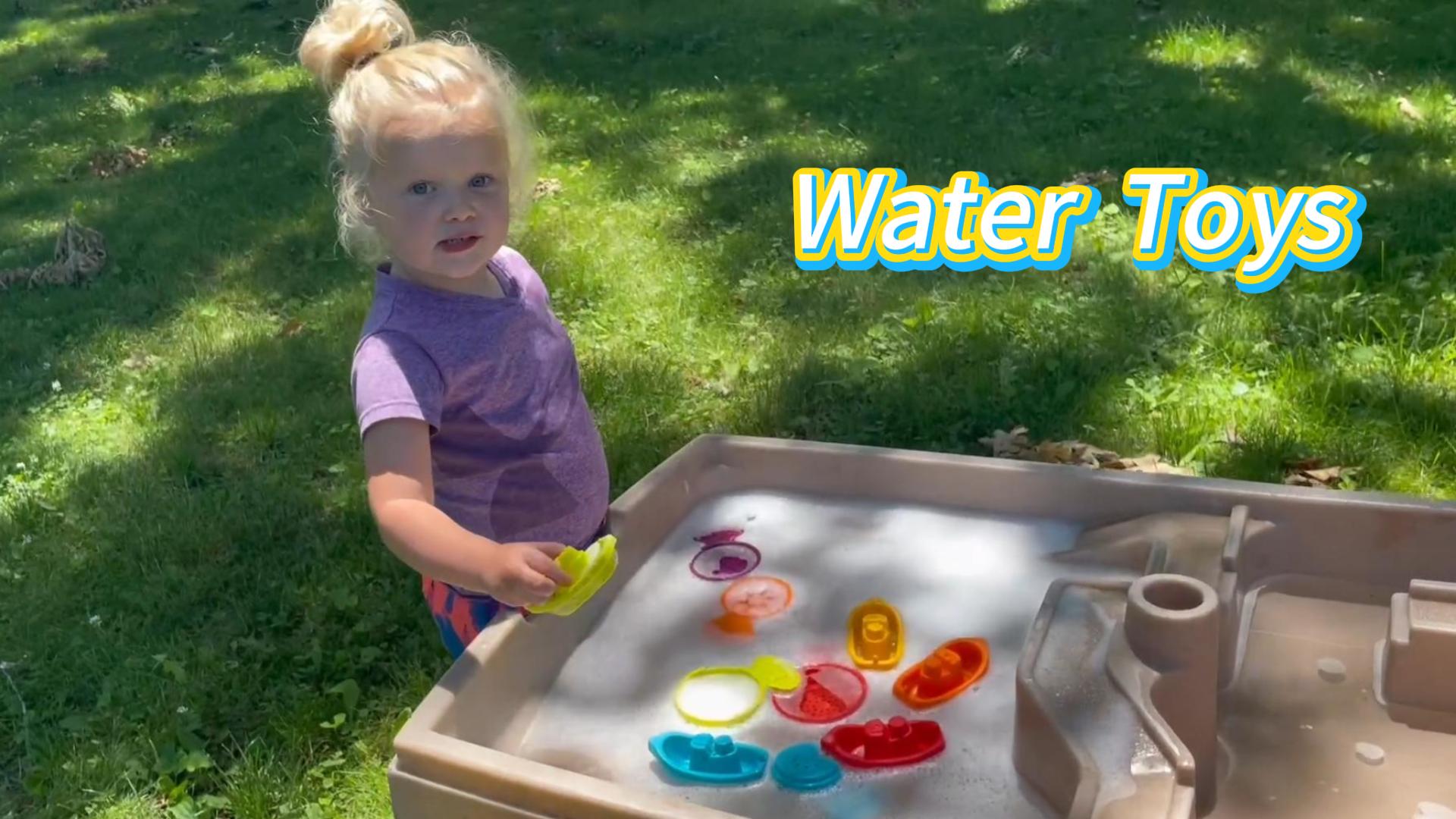 thumbnail video image 2 of AMCHSURI 11PCS Mold-Free Baby Bath Toys for 1-3 Years & Infants - Stackable Boat Set with Spoons for Bathtub, Pool, Water Table - Educational Gift, 2 of 9