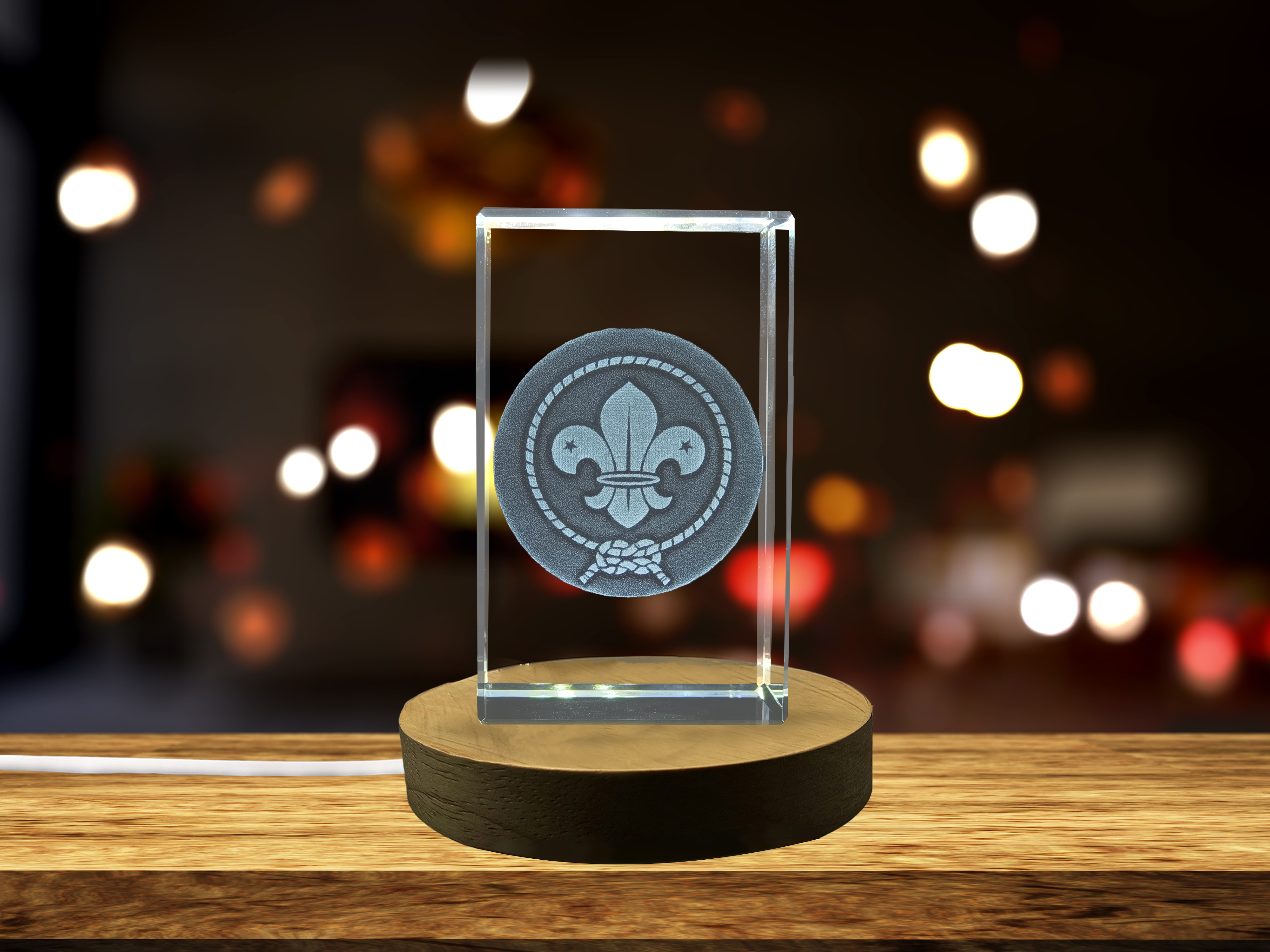 thumbnail video image 2 of Unique Scout Symbol 3D Engraved Crystal Keepsake | Perfect Gift for Scout Leader or Member, 2 of 7