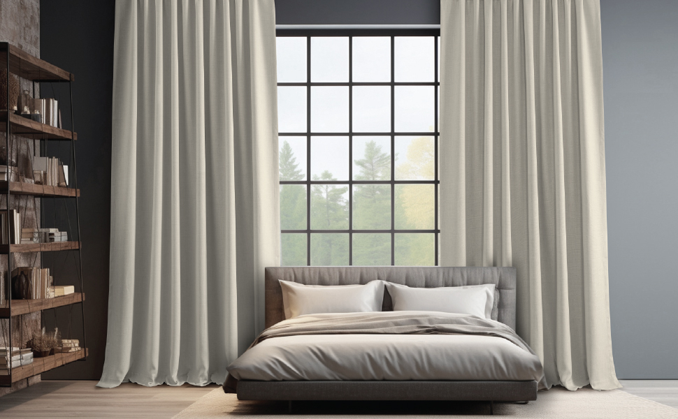 thumbnail video image 2 of HPD Half Price Drapes Birch Faux Linen Room Darkening Curtains for Bedroom & Living Room Curtains (1 Panel), Door & Window Curtains 63 inches long, Rod Pocket Curtains & drapes, 50W X 63L, 2 of 9