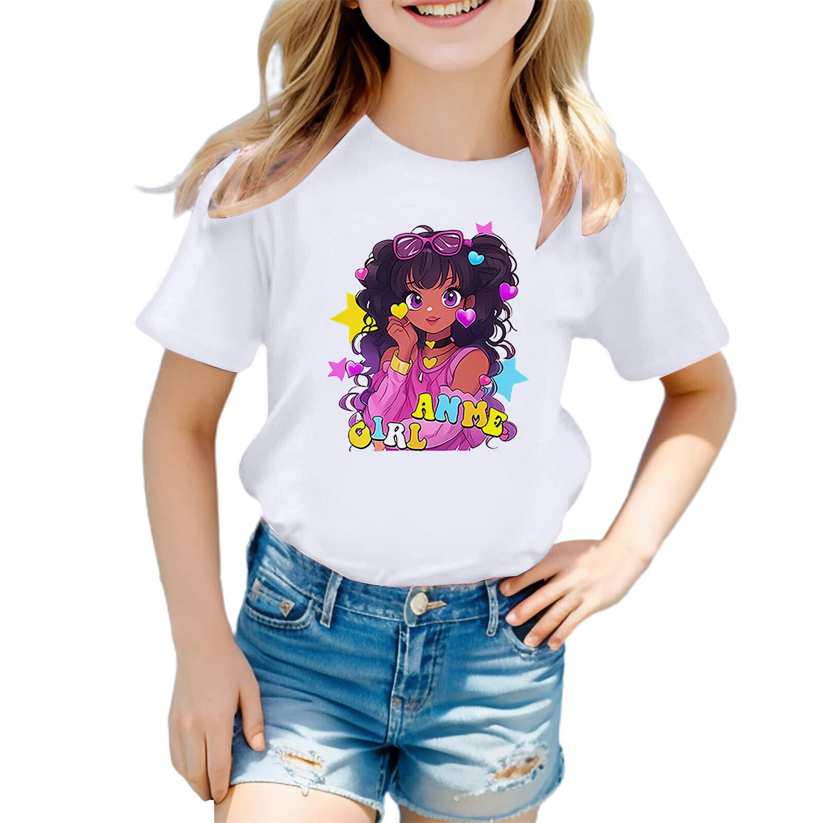 thumbnail video image 2 of WMQPNNS Girls Summer Tops Casual Short Sleeve Blouse Kids Graphic Tees Size 6 Crewneck Cotton Tee Tops Printed Basic Tops Shirts Novelty Printed Tops(Size 9-10 Years, Red-3), 2 of 5