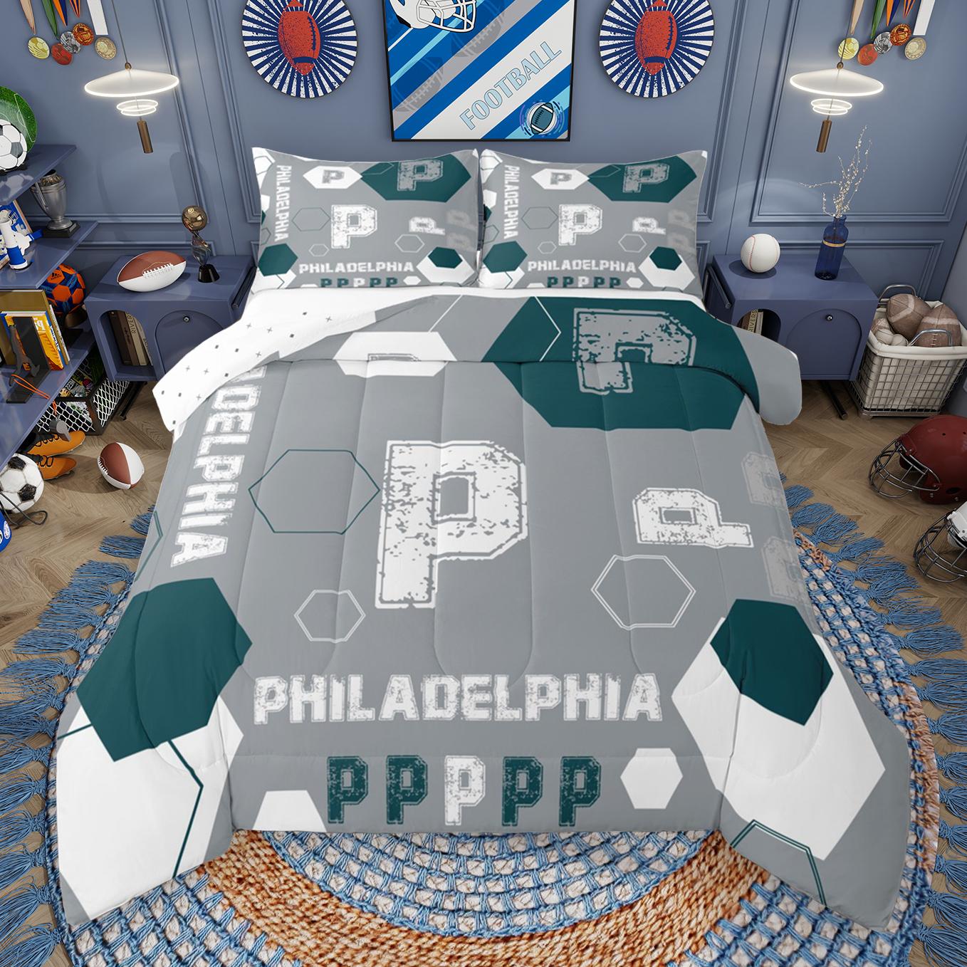 thumbnail video image 2 of Manfei Minnesota Monogrammed M Full Size Comforter Sets,Geometric Hexagon Bedding Comforter Set,Purple White Yellow Bedding Sets For Boy Teens,Ultra Soft Bedroom Decor Reversible,3 Pieces, 2 of 9