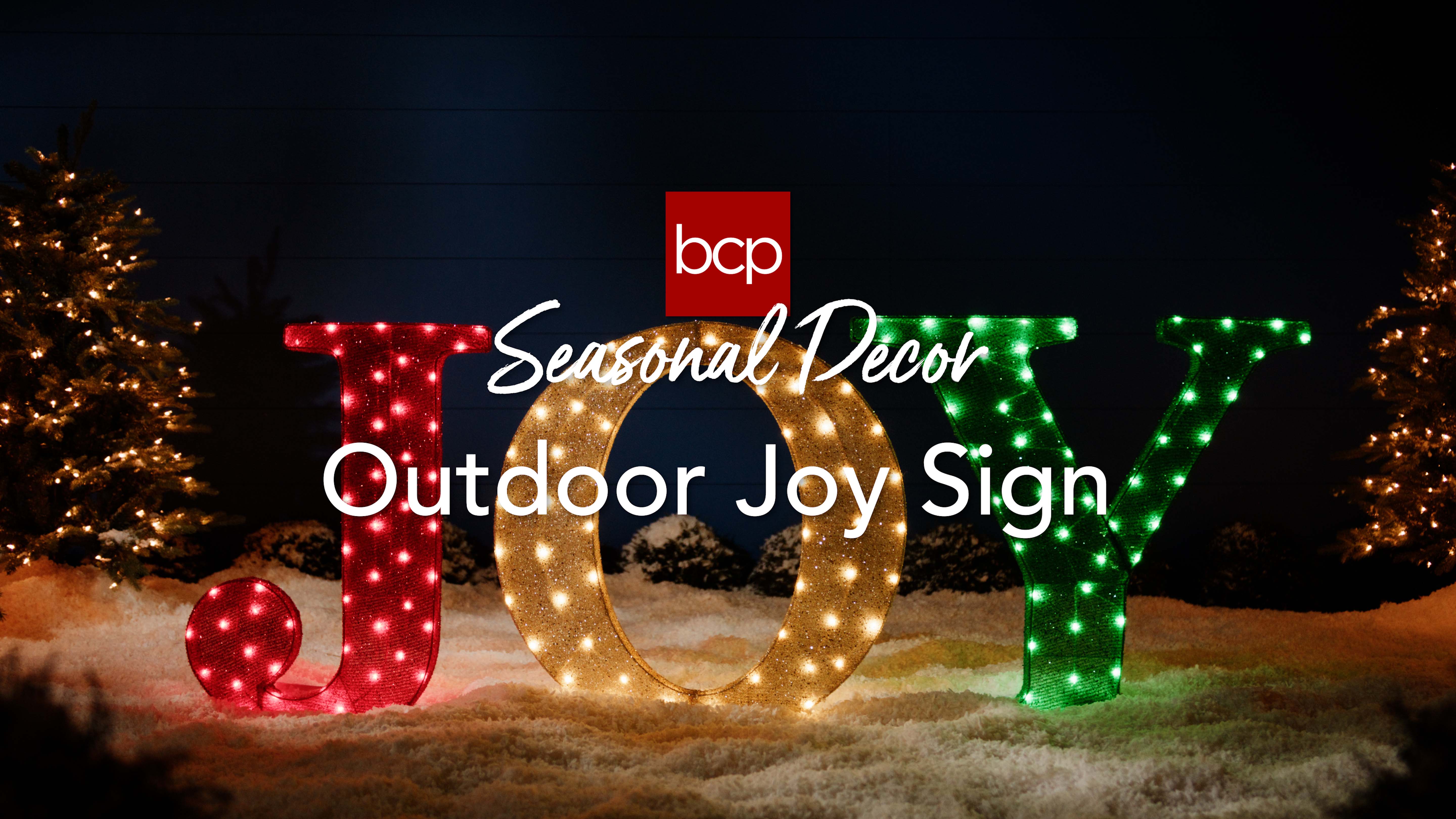 thumbnail video image 2 of Best Choice Products 32in 3-Piece 3D Lighted Christmas JOY Yard Decoration w/ 150 LED Lights, Stakes - Red/Gold/Green, 2 of 9