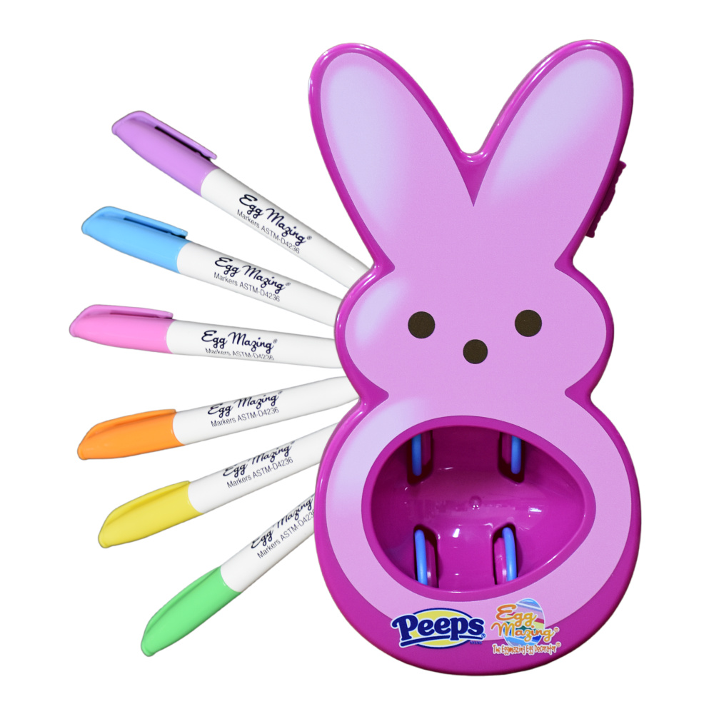 thumbnail video image 2 of The Eggmazing Egg Decorator - Peeps Bunny - Easter Egg Decorator Includes 6 Colorful Markers - Pink, 2 of 8