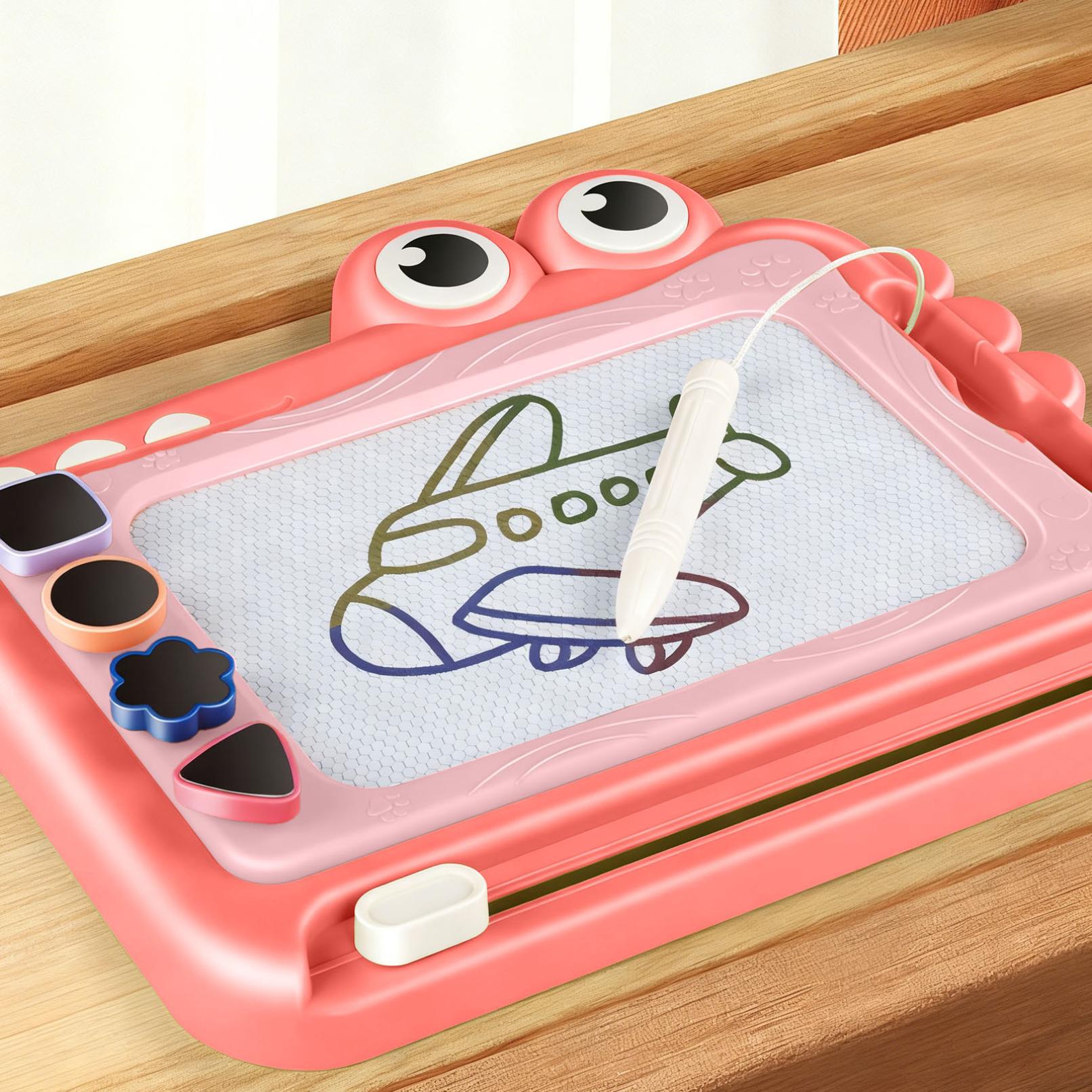 thumbnail video image 2 of Magnetic Drawing Board Toddler Toys, Cute Crocodilian Erasable Doodle Sketching Writing Pad, Educational Learning Kids Toys(Pink, 12.6 x 9.45 in), 2 of 7