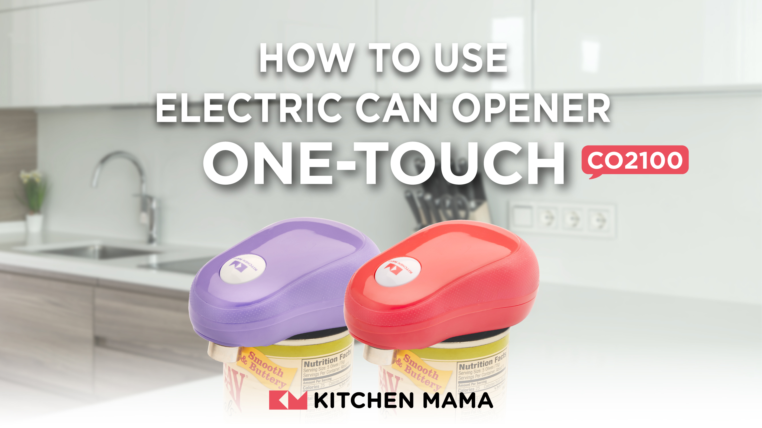 thumbnail video image 2 of Kitchen Mama One-Touch Auto Stop Electric Can Opener (Red), 2 of 6