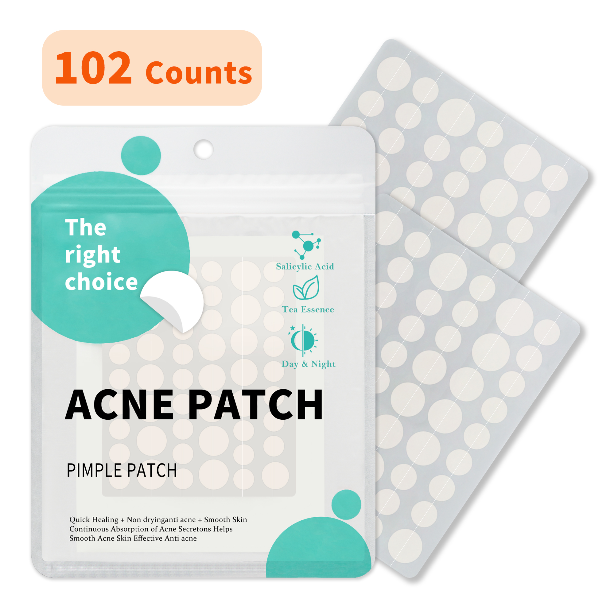 thumbnail video image 2 of Pimple Patches for Face, 3 Size 102 Counts Acne Patches, Hydrocolloid Patches for Covering Zits and Blemishes, Spot Stickers for Face and Skin, 2 of 8
