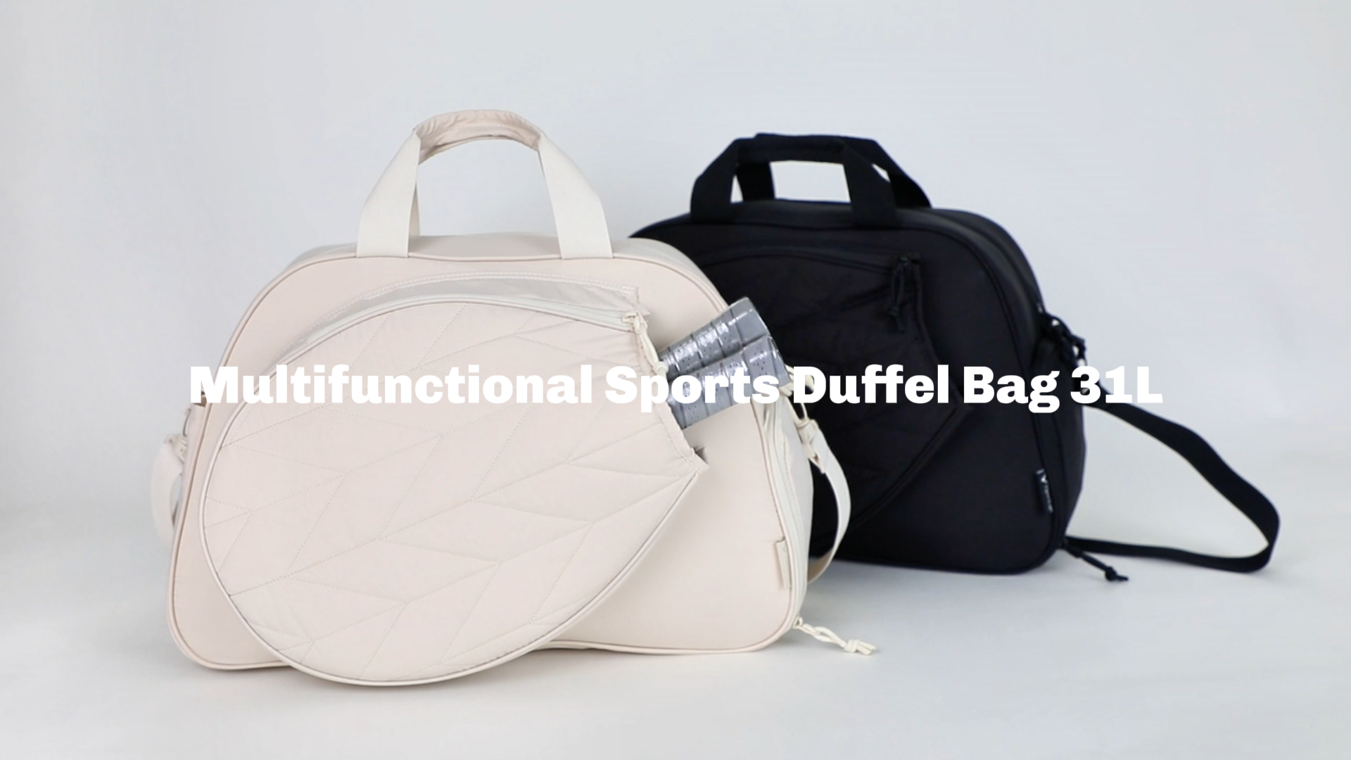 thumbnail video image 2 of Hynes Eagle Pickleball Tennis Racquet Bag Lightweight Gym Duffel with Shoe Compartment， Black, 2 of 11