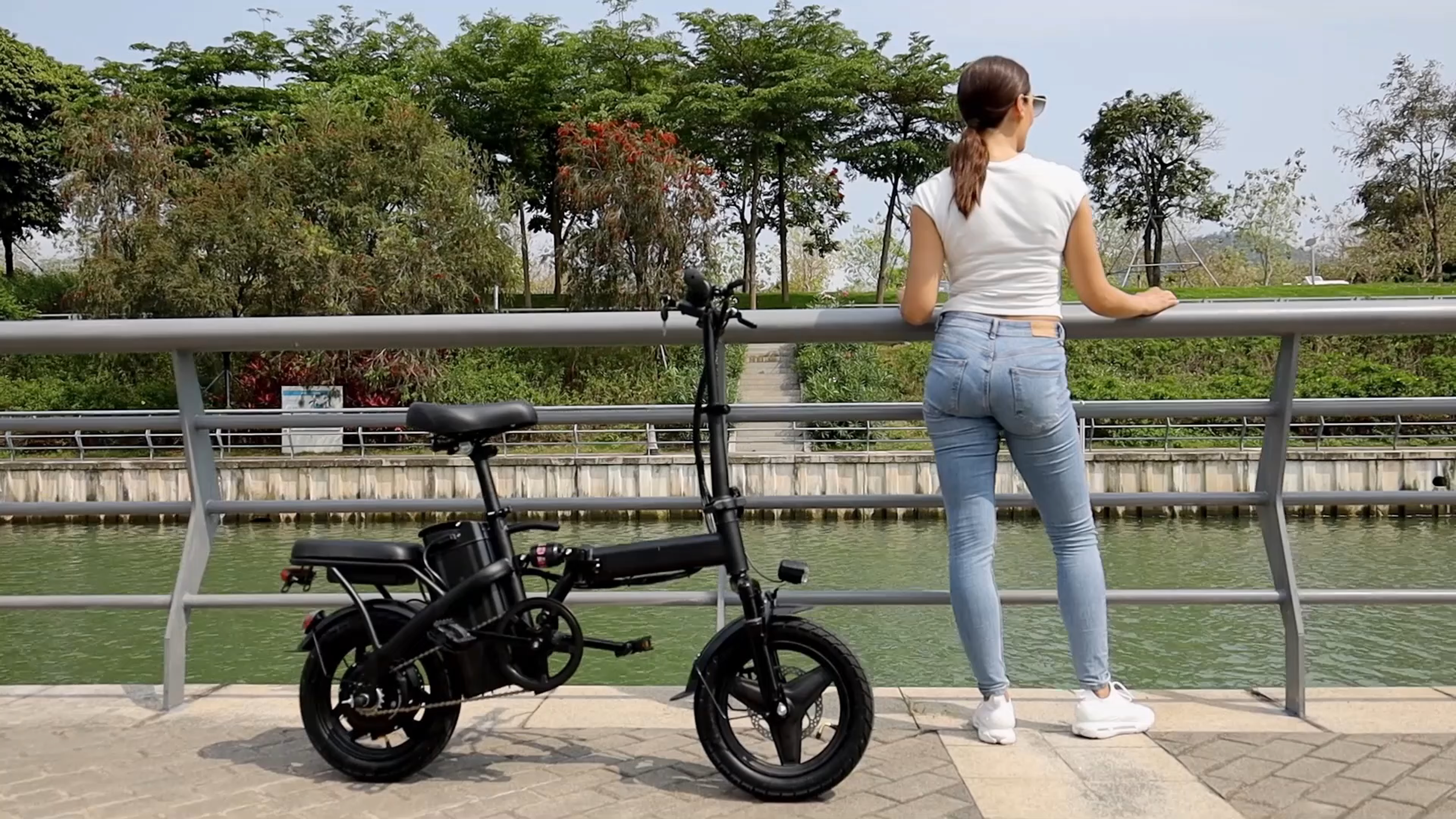 thumbnail video image 2 of Bycyla Electric Bike for Adults, Ebike,14" Folding Electric Bike 500W Motor,576Wh Built-in Battery 20MPH,20+Miles,Multi-Shock Absorption,Commuter City E-Bike,E Bike with Front Suspension,UL2849, 2 of 11
