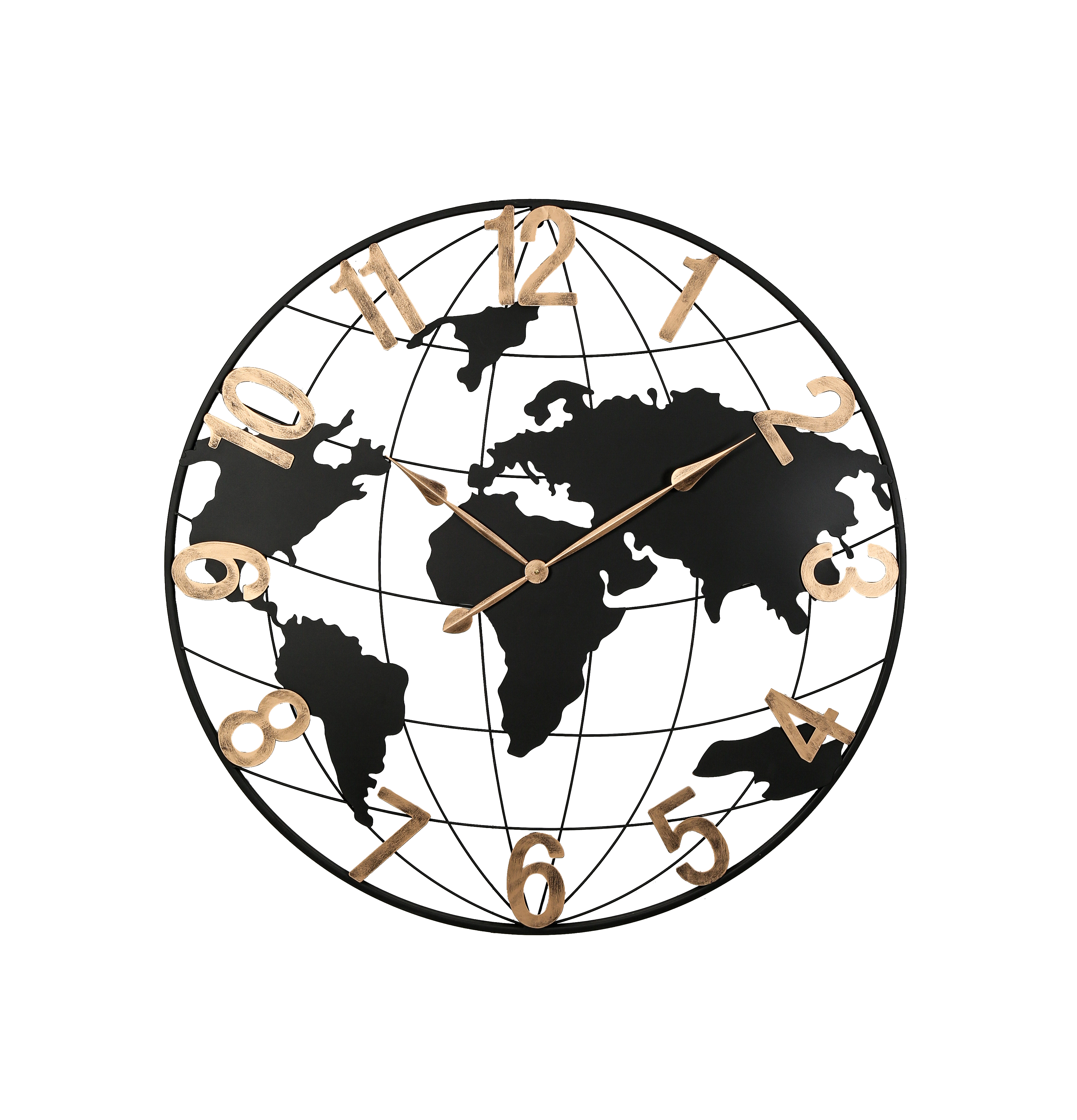thumbnail video image 2 of 36 in. Large Black Metal Wall Clock, Modern Silent World Map Wall Clock for Living Room, Entryway, 2 of 8