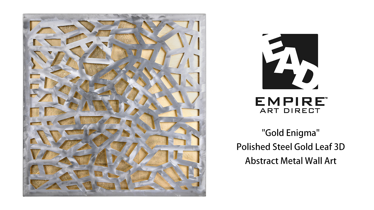thumbnail video image 2 of Empire Art Direct PSL-19308-3232 'Gold Enigma' Polished Steel Gold Leaf 3D Abstract Metal Wall Art, 2 of 11