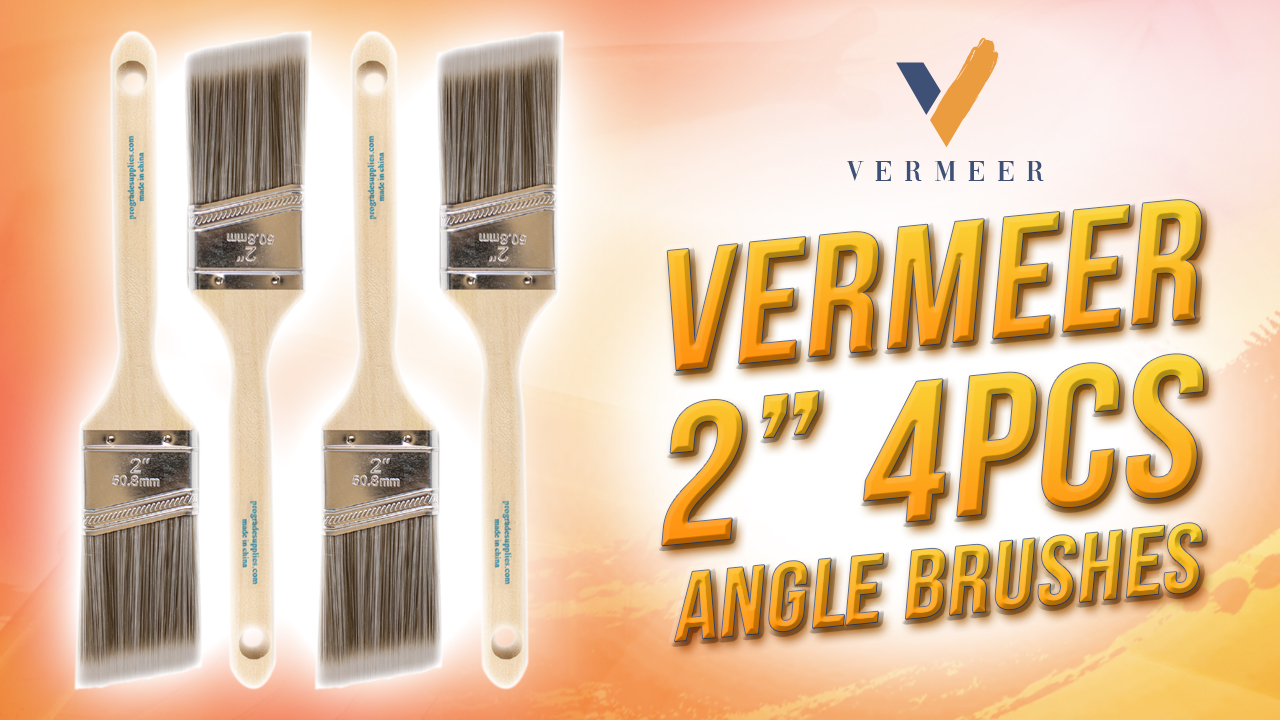 thumbnail video image 2 of Vermeer Paint Brushes 4-Pack Angle Brushes in Assorted Sizes for All Latex and Oil Paints & Stains, 2 of 8