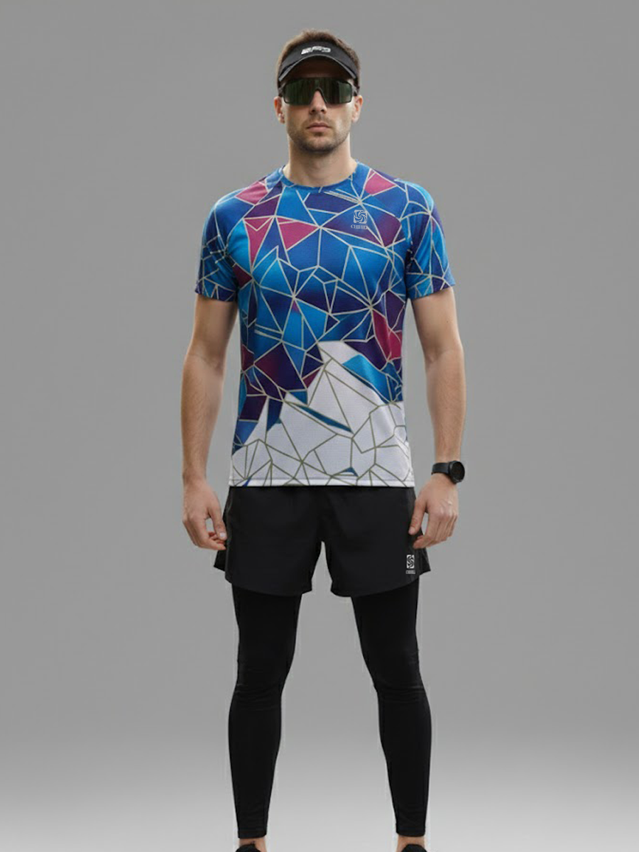 thumbnail video image 2 of CHIHILL Men's Seamless Running T-Shirt - Lightweight Quick Dry Athletic Tee with Reflective Logo & Side Slit, 2 of 16