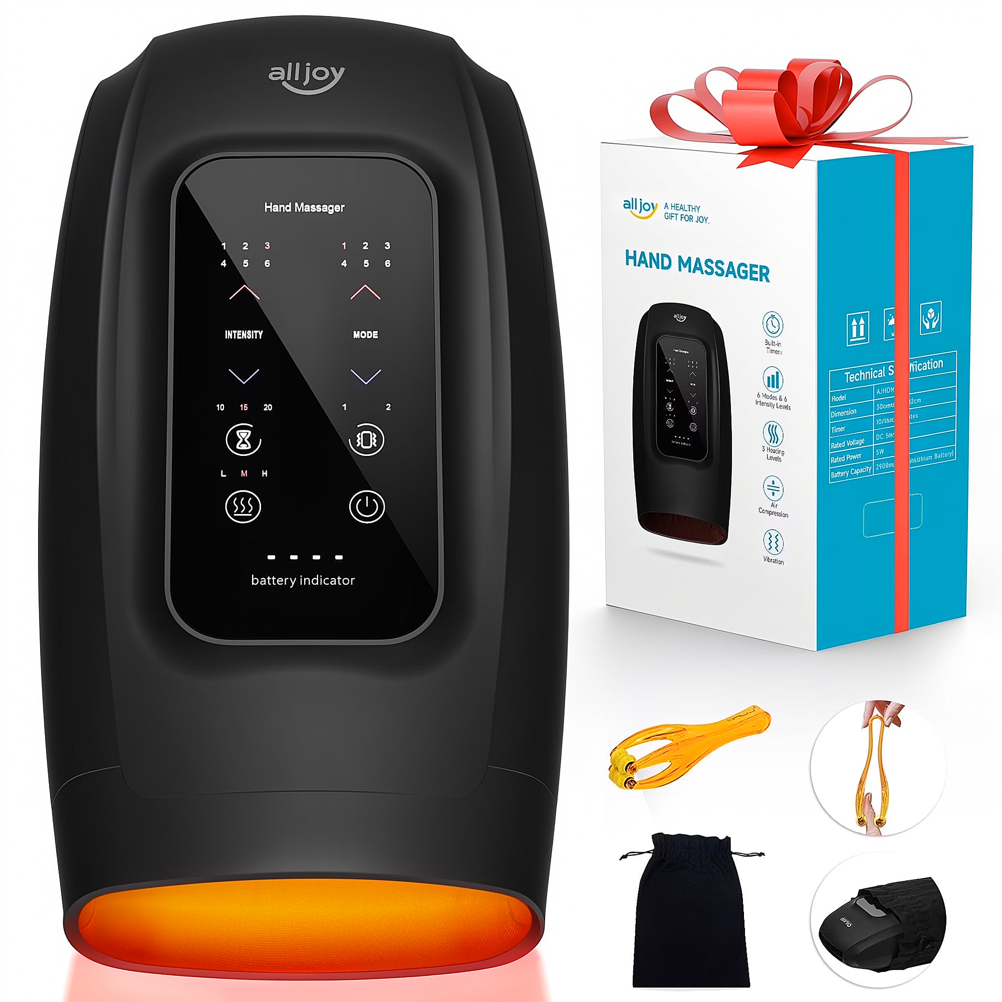 thumbnail video image 2 of ALLJOY Hand Massager for Arthritis and Carpal Tunnel Relief, Touchscreen Cordless Wrist Hand Massager with Compression Vibration and Heat, 6 Levels Pressure Point Therapy, Gifts for Women Men Mom Dad, 2 of 8