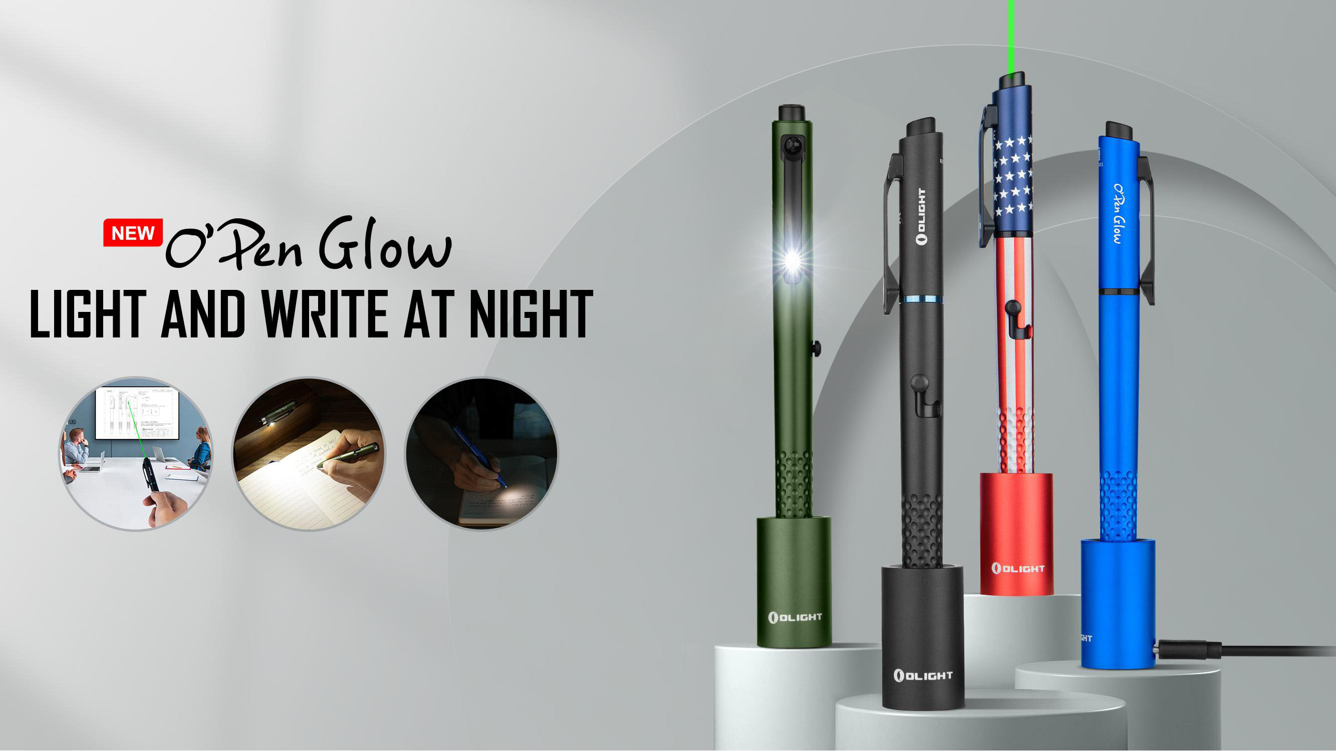 OLIGHT O'Pen Glow EDC Pen Light, 120 Lumens with Green Beam