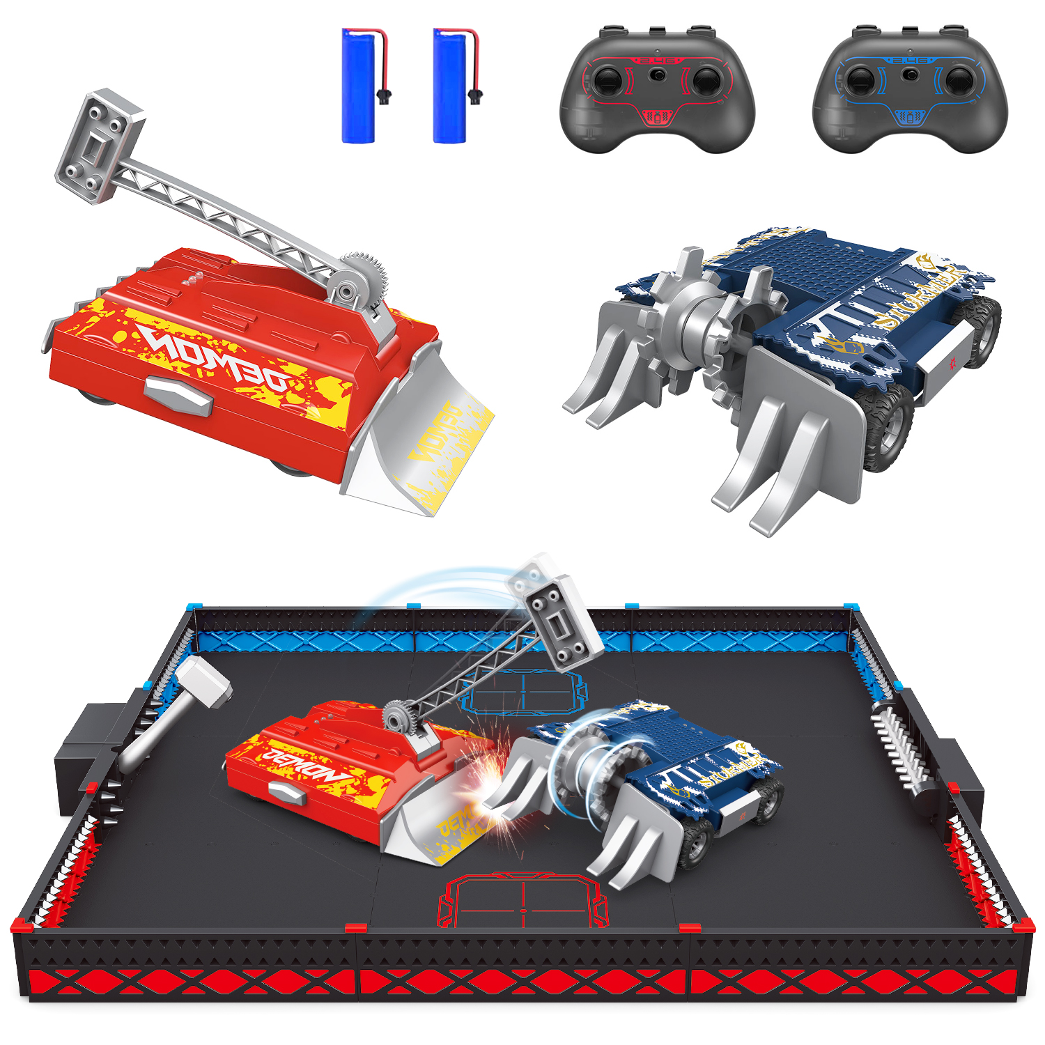 thumbnail video image 2 of Remote Control Battle Robots, 2-Player Battle Robots Arena Set, 2.4Ghz Interactive RC Fighting Robot Toy, STEM Toys Gifts for Boys Girls, 2 of 9