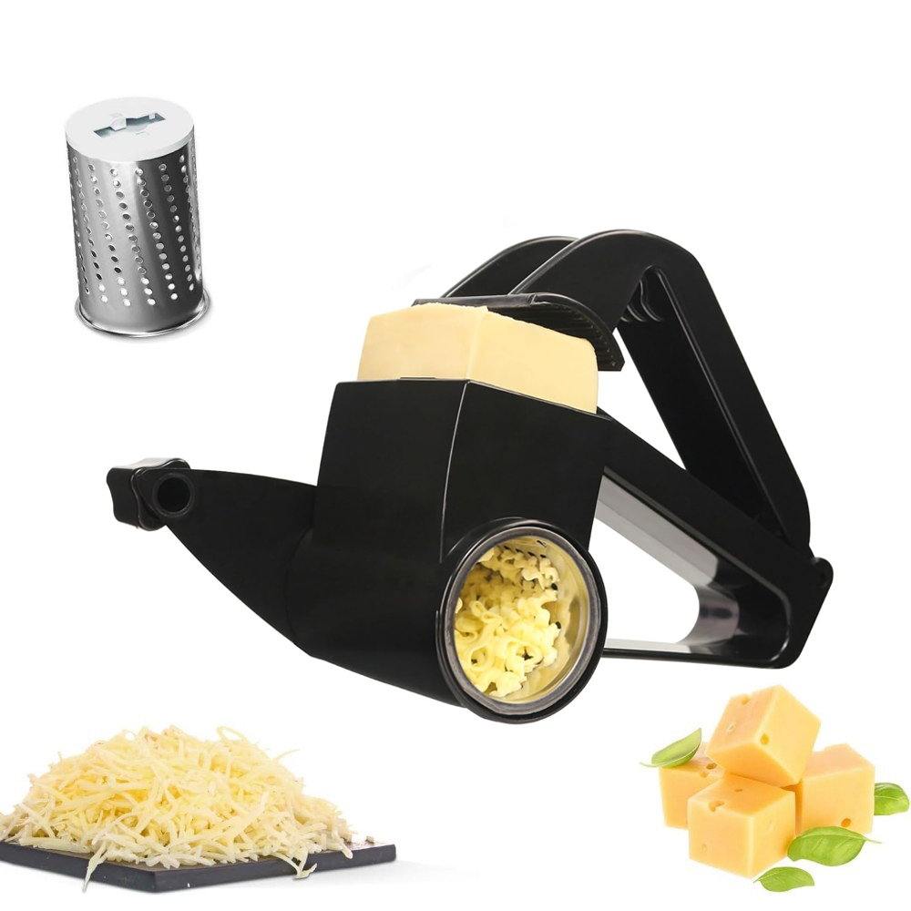 thumbnail video image 2 of Rotary Cheese Grater – Manual Handheld Cheese Shredder with Stainless Steel Drum for Chocolate, Nuts & Vegetables, 2 of 9