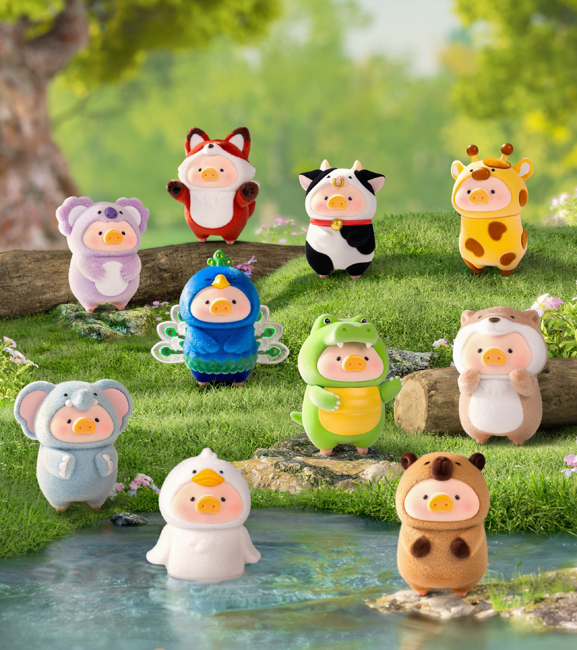 thumbnail video image 2 of Lulu The Piggy Animal Party Series Cute Pig Blind Box Figures 8PCs Collectible Toys Kawaii Birthday Gifts Home Decorations, 2 of 11