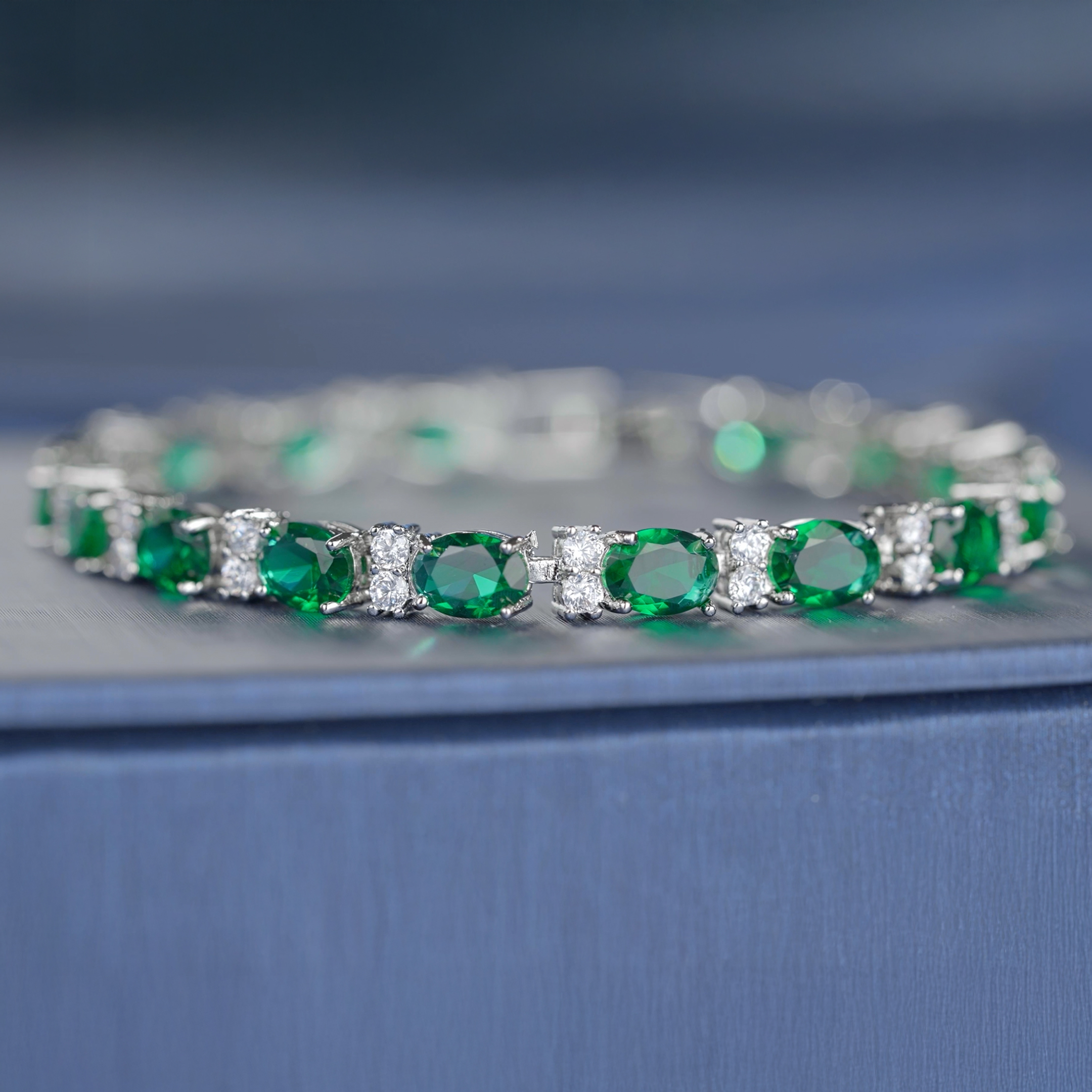 thumbnail video image 2 of Gem Stone King 20.00 Ct Gorgeous Oval and Round 7 inches Sparkling Cubic Zirconia CZ Tennis Bracelet for Women, 2 of 4