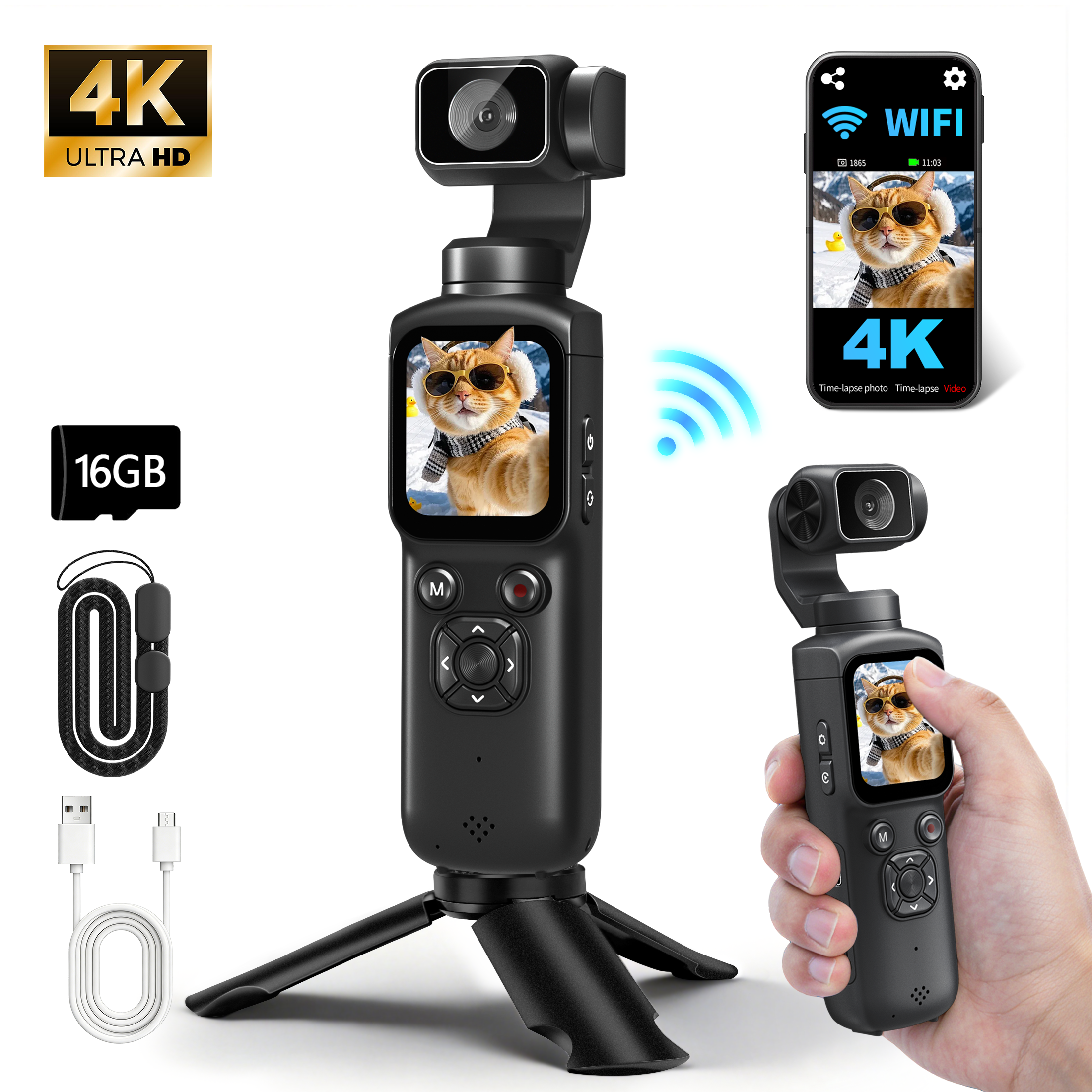 Command Camera Lmzour 4K Vlogging Camera, 75MP Pocket Digital Camera with 330°AI Face ...