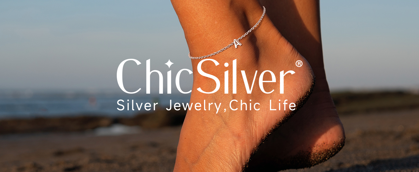 thumbnail video image 2 of ChicSilver 925 Sterling Silver Initial Ankle Bracelets for Women, Simple Dainty Letter Initial Anklets Beach Foot Chain Alphabet Jewelry, 2 of 9