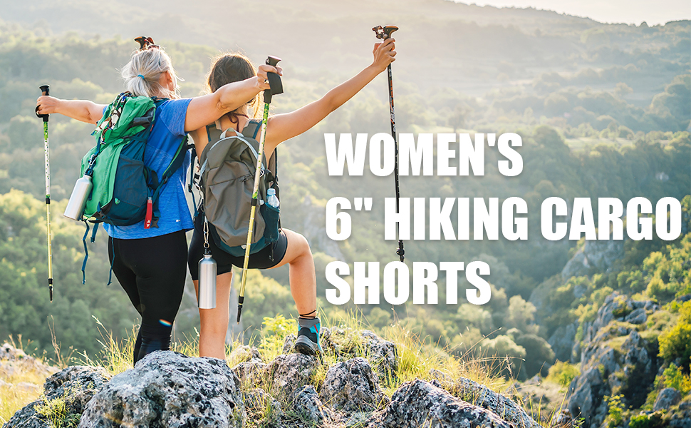 thumbnail video image 2 of Women's Cargo Hiking Shorts for Camping Travel Outdoor Athletic with Zipper Pockets Quick Dry Water Resistant Summe Dark Grey L, 2 of 7