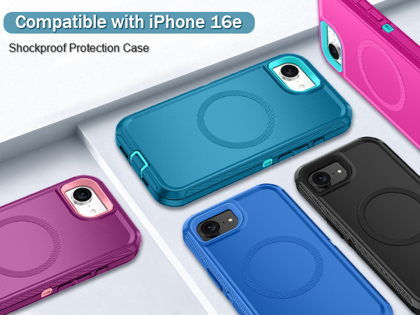 thumbnail video image 2 of Petocase For iPhone 16e Case,Compatible with MagSafe,Shockproof 3-Layer Protection Rugged Heavy Duty Cover Case for iPhone 16E 6.1",Navy Blue, 2 of 7